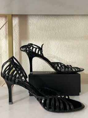Antonio Melani Caged Patent Leather Strappy Heels